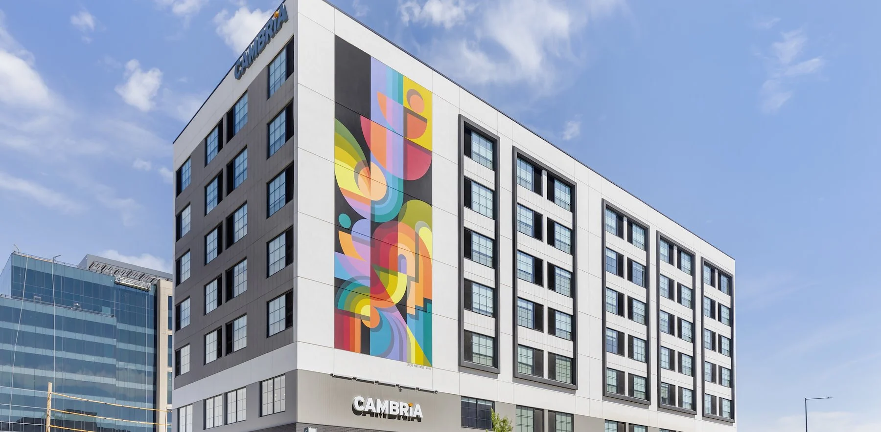 Cambria Hotel Denver RiNo exterior with mural